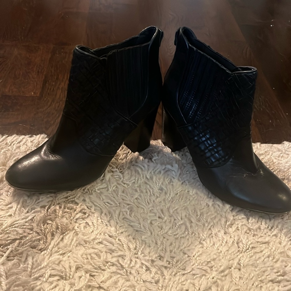 Elliot Lucca Black Braided Leather Boots